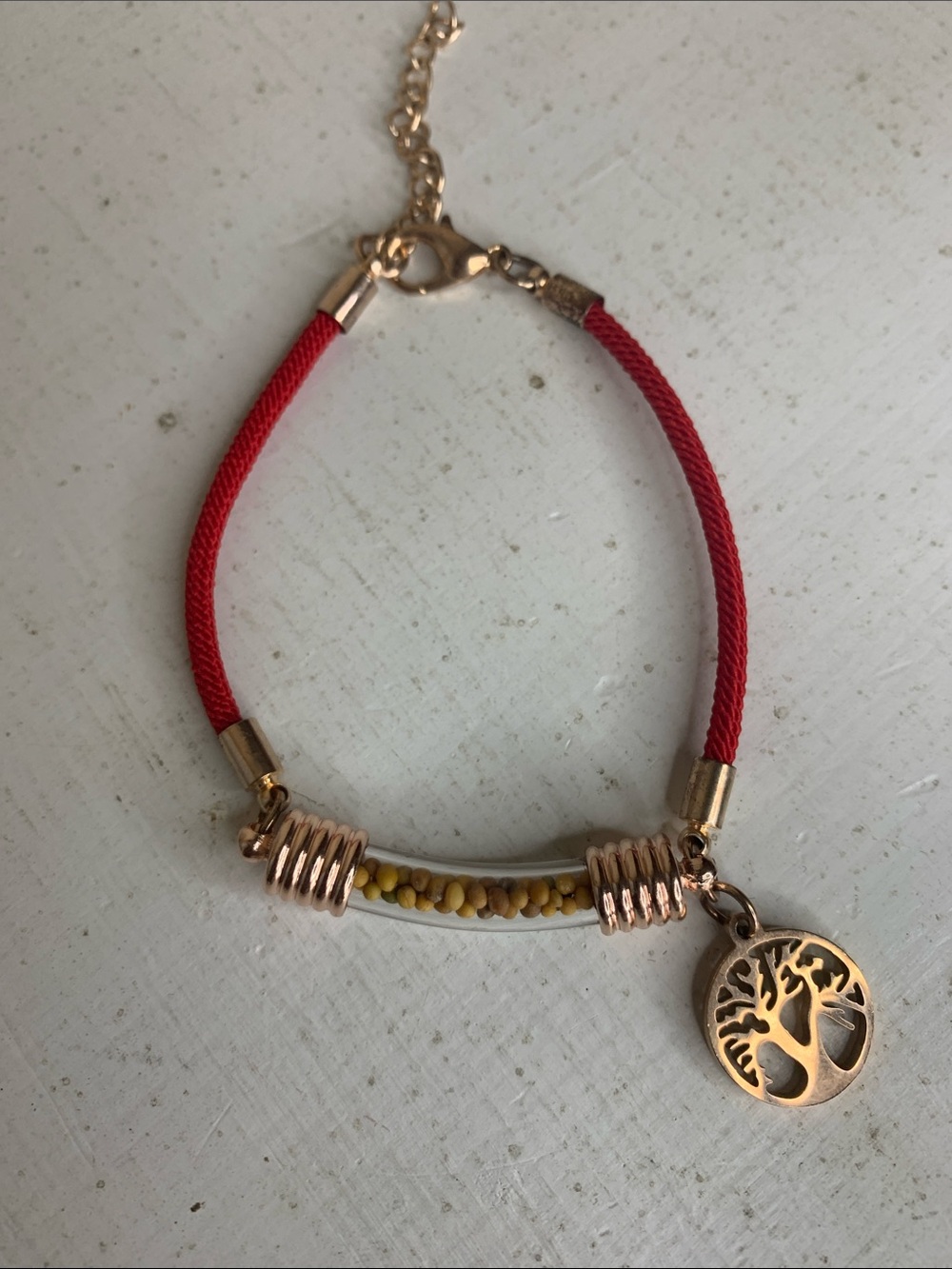 FAITH Mustard Seed Tree of LIfe Red Cord Bracelet